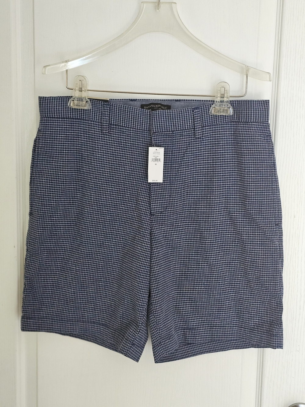 Banana Republic Aden Club Slim Fit Plaid Flat Front Shorts Sze 32 Inseam 9" NWOT